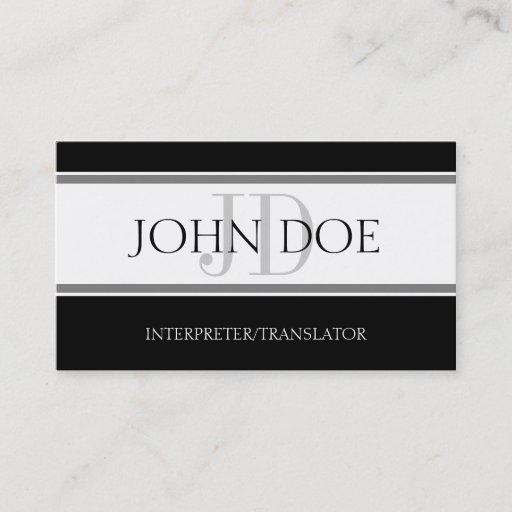 Customizable Interpreter/Translator Stripe W/W Business Card Template
