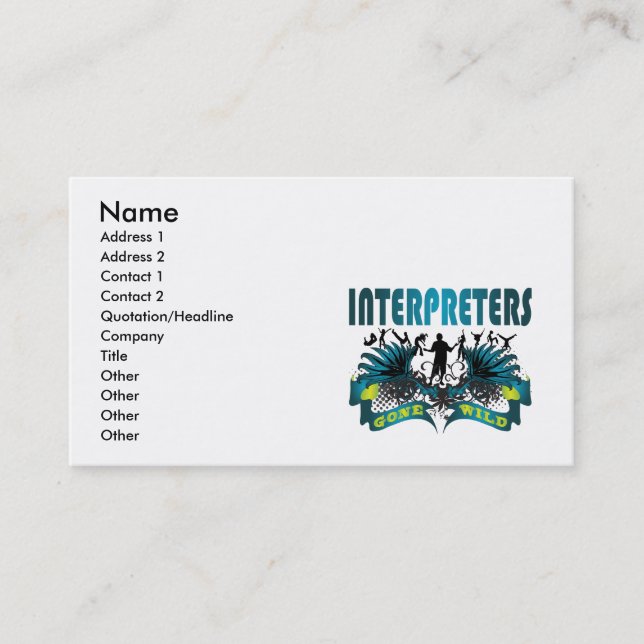 Interpreters Gone Wild Business Card (Front)