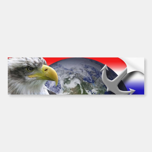 Interpretive Eagle Globe and Anchor Bumper Sticker (Front)