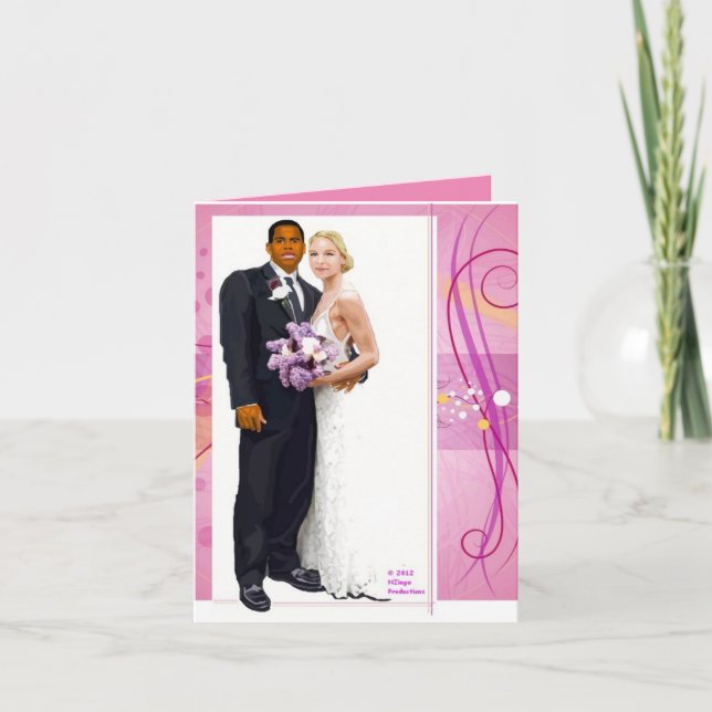  Interracial Black & White Wedding Greeting Card (Front)