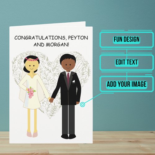 Interracial Couple Wedding Day Congratulations Card