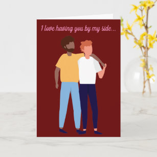 Interracial Gay Couple Happy Valentines Day LGBTQ Card