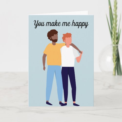 Interracial Gay Couple in Love Men Valentines Day Card