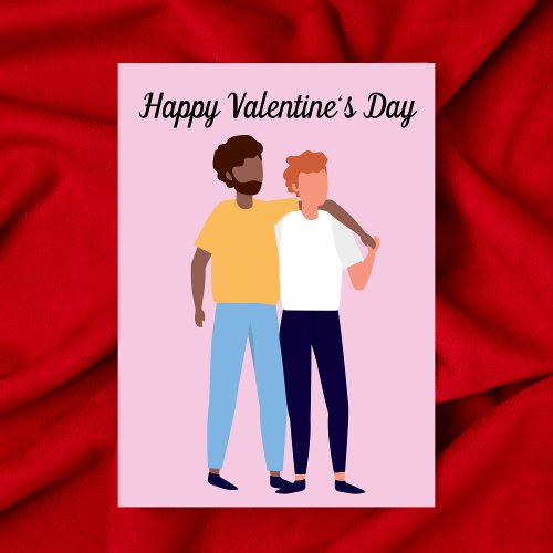 Interracial Gay Couple Two Men Valentines Day Card