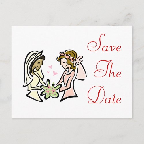 Interracial Lesbian Lovers Announcement Postcard