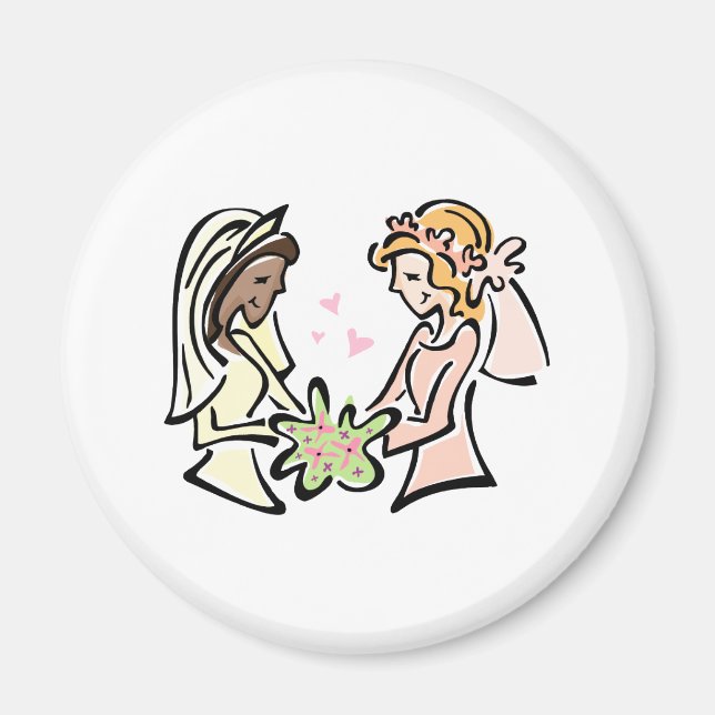 Interracial Lesbian Wedding Magnet (Front)