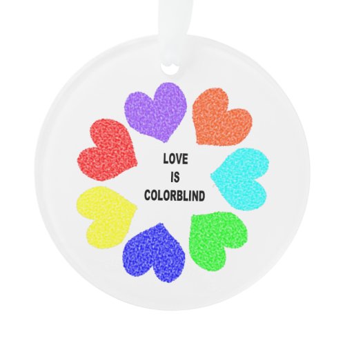 Interracial Love Rainbow Hearts Acrylic Ornament