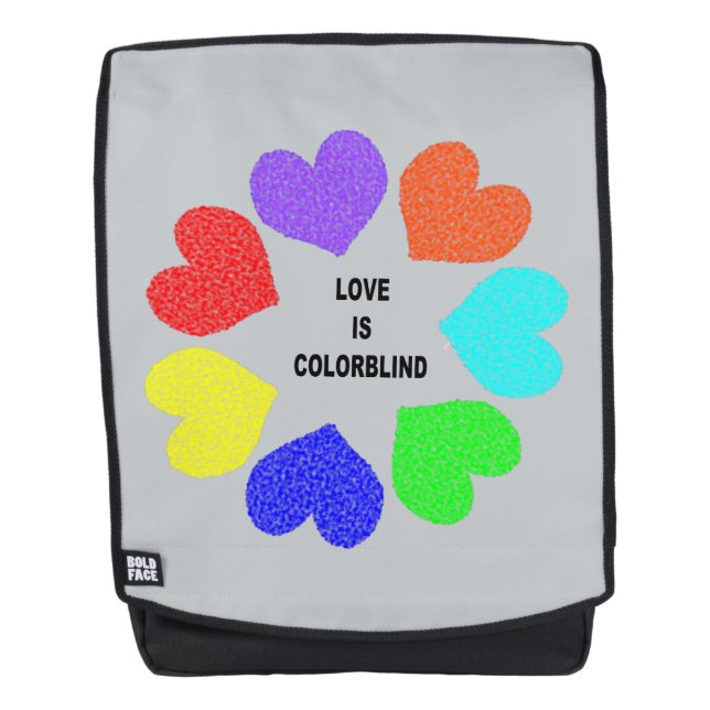 Interracial Love Rainbow Hearts Backpack (Front)