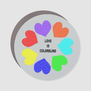 Interracial Love Rainbow Hearts Car Magnet
