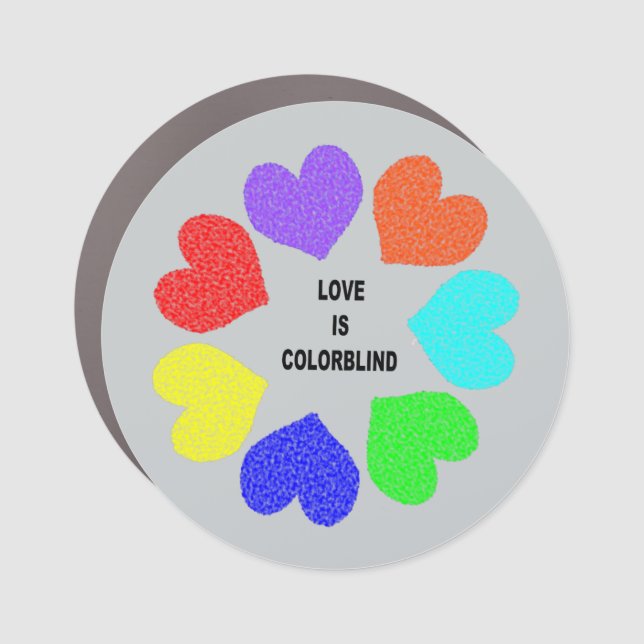 Interracial Love Rainbow Hearts Car Magnet (Front)