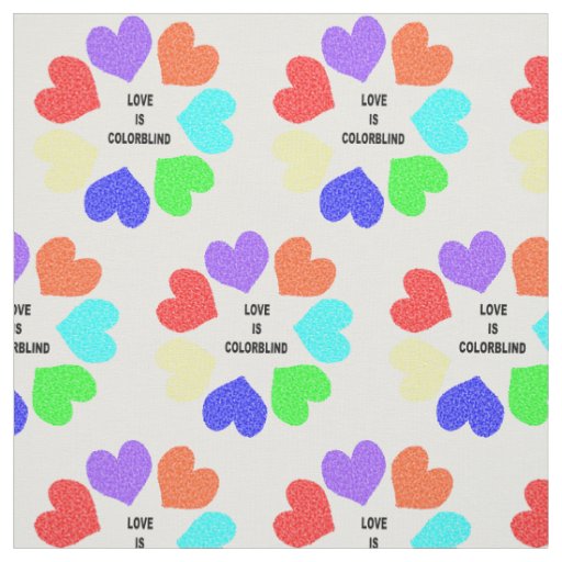 Interracial Love Rainbow Hearts Craft Fabric