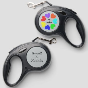 Interracial Love Rainbow Hearts Custom Retractable Pet Leash