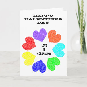 Interracial Love Rainbow Hearts Custom Valentines  Holiday Card