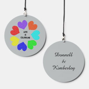 Interracial Love Rainbow Hearts Custom Wind Chime