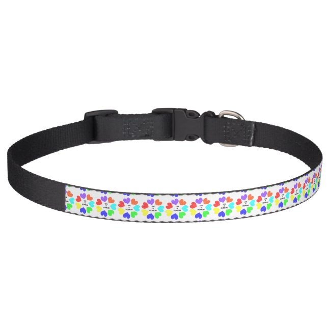 Interracial Love Rainbow Hearts Dog Collar (Front)