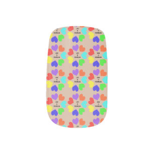 Interracial Love Rainbow Hearts False Nails Minx Nail Art