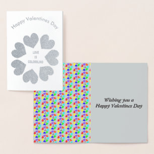 Interracial Love Rainbow Hearts Foil Card