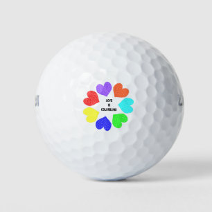 Interracial Love Rainbow Hearts Golf Balls