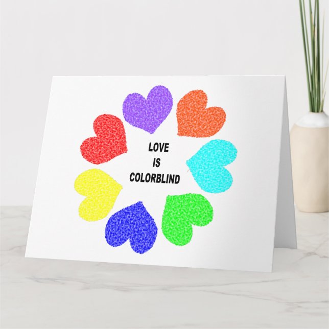 Interracial Love Rainbow Hearts Greeting Card (Front)