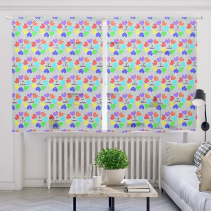 Interracial Love Rainbow Hearts Patterned Sheer Curtains