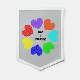 Interracial Love Rainbow Hearts Pennant