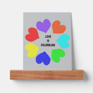 Interracial Love Rainbow Hearts Picture Ledge
