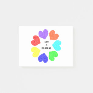 Interracial Love Rainbow Hearts Post it notes Pad