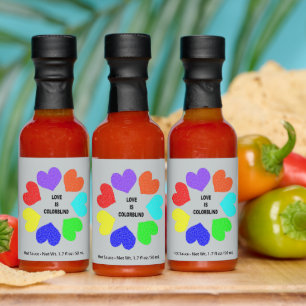 Interracial Love Rainbow Hearts Wedding Hot Sauces