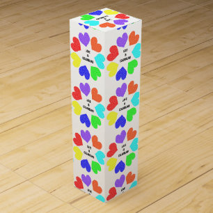 Interracial Love Rainbow Hearts Wine Gift Box
