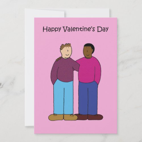 Interracial Valentine for Gay Male Couple Thank You Card