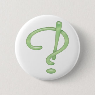 Interrobang! Green Glass Pinback Button