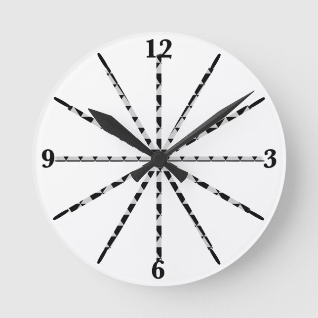 Interrupted Triangles Mechanical 12 Times Pattern  Round Clock (Front)