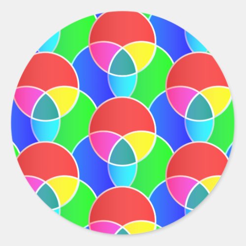Intersecting circle shapes different pattern color classic round sticker