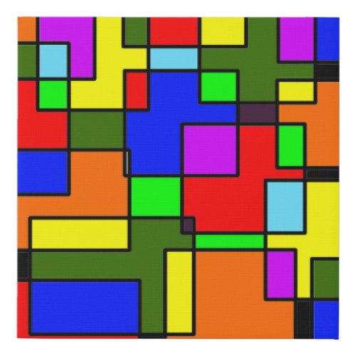 Intersecting colorful rectangles  faux canvas print