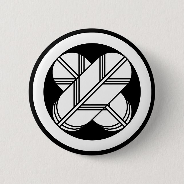 Intersecting hawk feathers in circle button (Front)