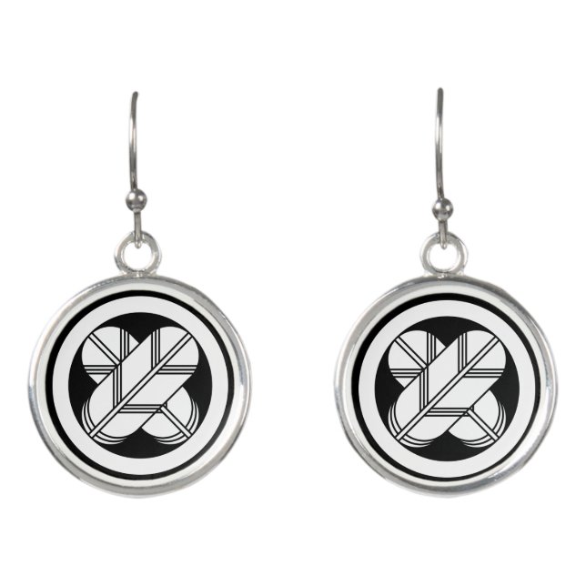 Intersecting hawk feathers in circle earrings (Front)