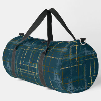 Intersecting lines and shapes creates a textured duffle bag