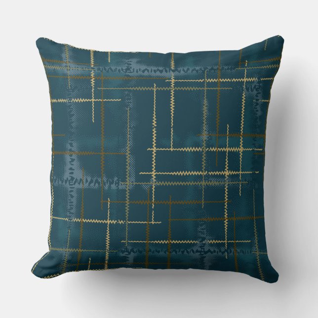 Intersecting lines and shapes creates a textured throw pillow (Front)