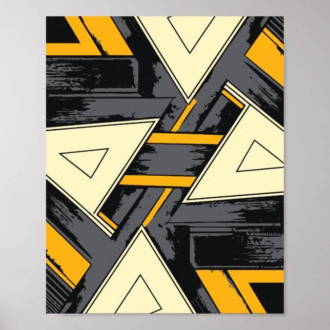 Intersecting Triangular Forms in Yellow and Cream Poster (Front)