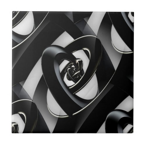 Intersection of 3_D spirals Ceramic Tile