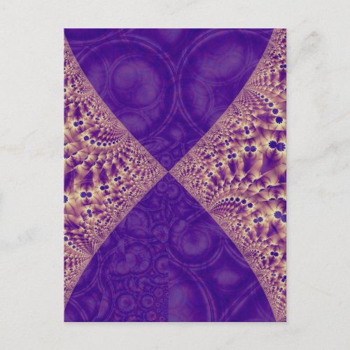 Intersection of abstract purple fractal forms postcard