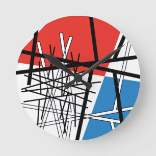 Intersection of Lines & Planes - Abstract Art Round Clock