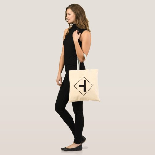 Intersection Road Sign Black Lines Tote Bag