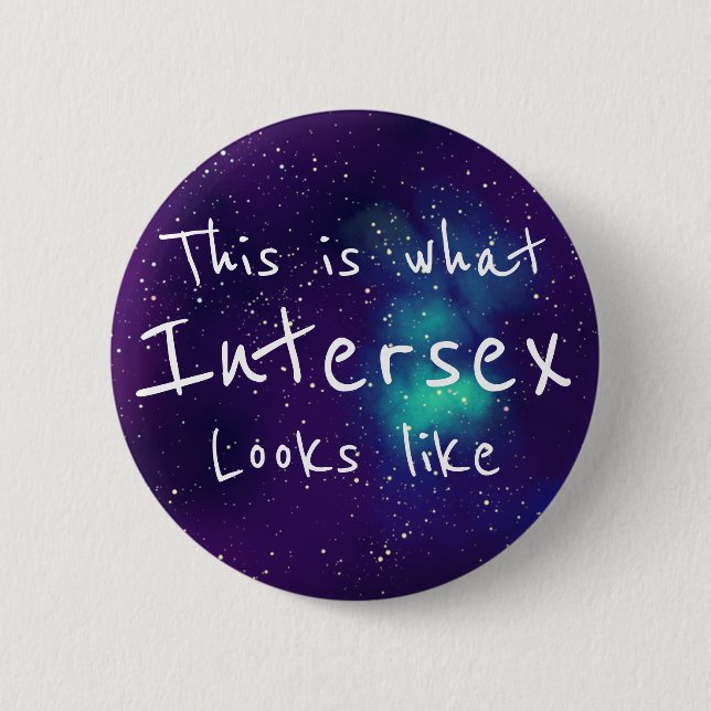 Intersex Customizable Galaxy Identity Pinback Button (Front)