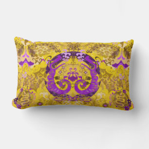 Intersex Dragon Damask - Intersex Pride Flag Color Lumbar Pillow