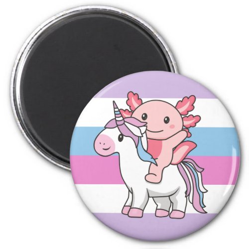 Intersex Flag Pride Lgbtq Axolotl On Unicorn Magne Magnet