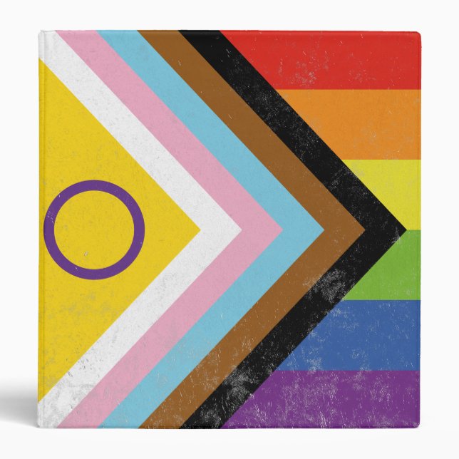 Intersex-Inclusive Progress Pride Flag 3 Ring Binder (Front)