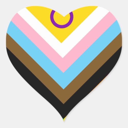Intersex Inclusive Progress Pride Flag Heart Sticker