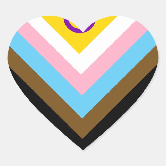 Intersex Inclusive Progress Pride Flag Heart Sticker (Front)