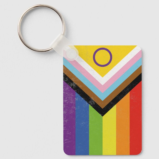 Intersex-Inclusive Progress Pride Flag Keychain (Front)